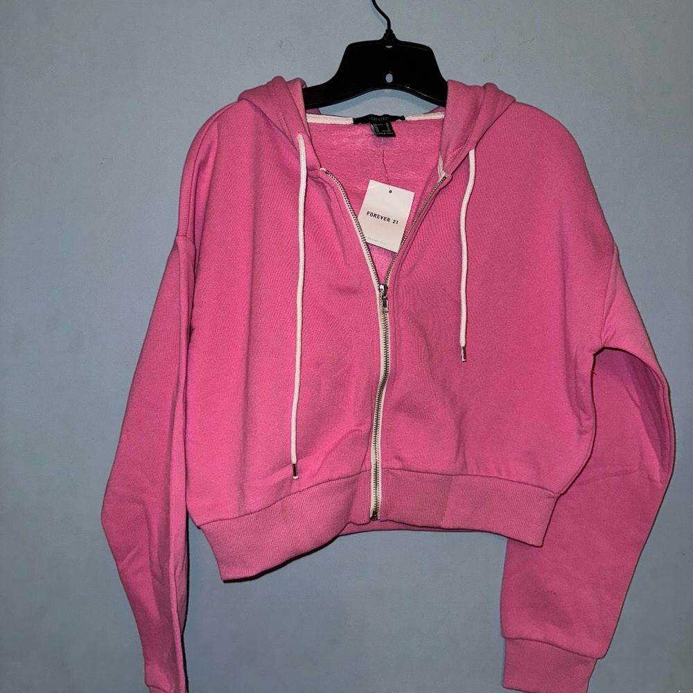 Forever 21 Pink Hoodie Zip Up Size Medium Brand New With Tags Never Worn
